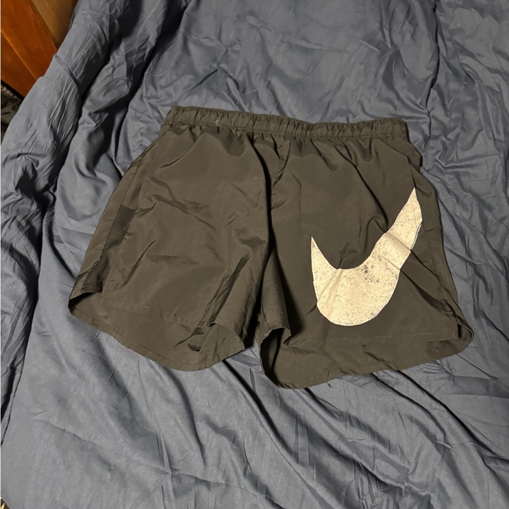 Nike Black Shorts with Large White Swoosh